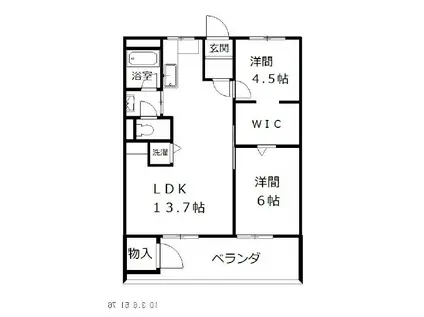 メゾンプリメール(2LDK/6階)の間取り写真