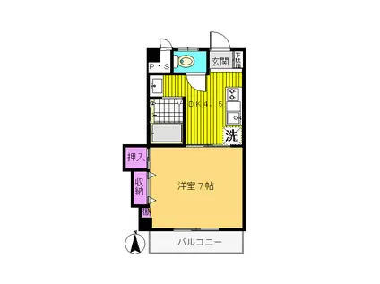 西福山病院グランドパレス(1DK/2階)の間取り写真