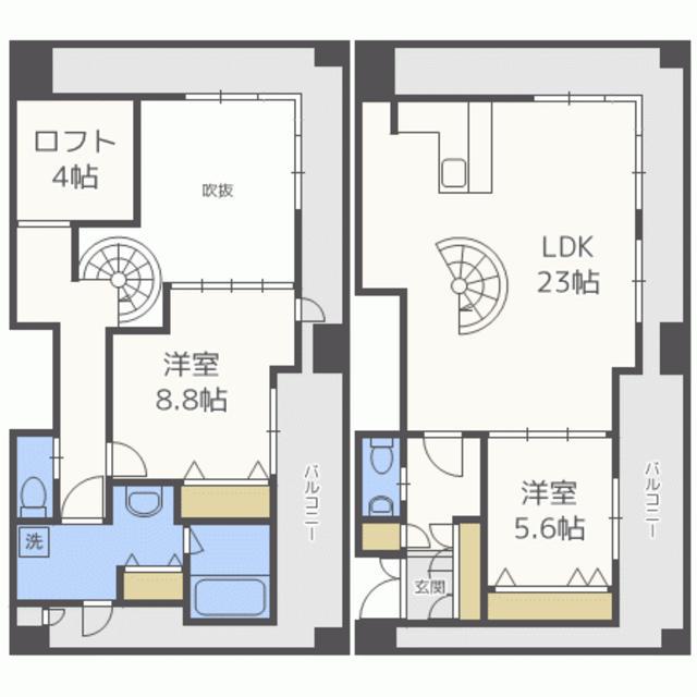 KDXレジデンス大濠ハーバービュータワー(2LDK/27階)の間取り写真