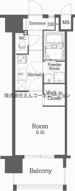 エンクレスト天神MERSII(1K/3階)の間取り写真