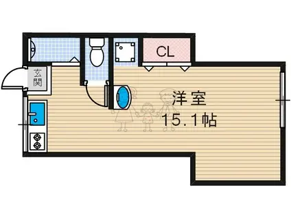 ロイヤルハイツ(ワンルーム/1階)の間取り写真