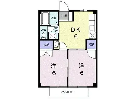 プラムハイツA(2DK/1階)の間取り写真