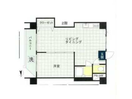 駒形茜日伸ハイツ(1LDK/2階)の間取り写真