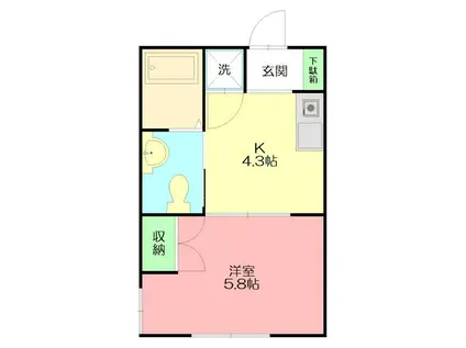 銀河ハイツ(1K/1階)の間取り写真