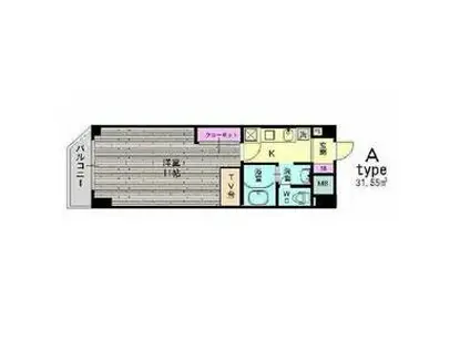 エムパークウエスト(1K/5階)の間取り写真