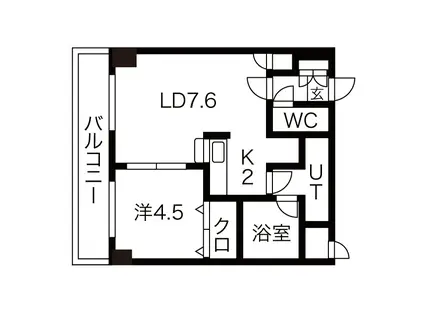 セントポーリア旭山公園通(1LDK/2階)の間取り写真