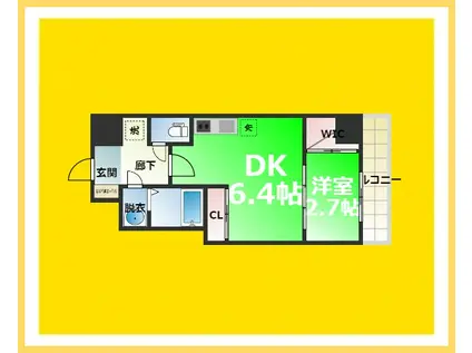 セレニテ桜川駅前プリエ(1DK/6階)の間取り写真