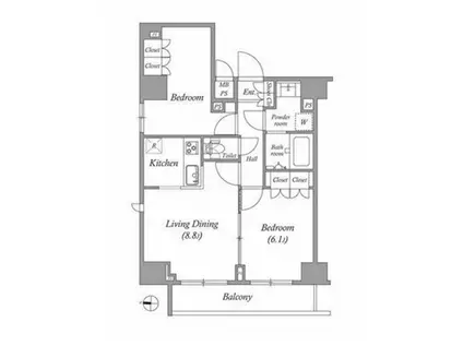 GRAN PASEO両国ノース(2LDK/7階)の間取り写真