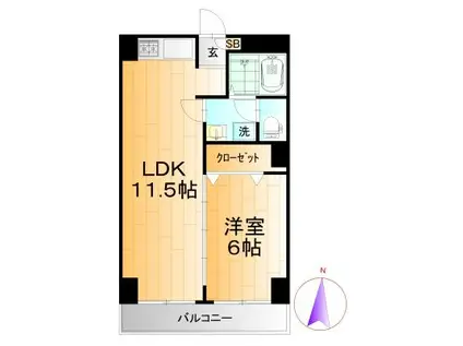 マエストーゾ・フィガー(1LDK/4階)の間取り写真