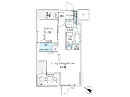 URBAN BREEZE 恵比寿 アーバンブリーズ恵比寿(1LDK/5階)の間取り写真