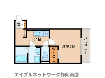 ジュネス東静岡(1K/3階)の間取り写真