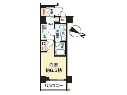 MAXIV BANDOBASHI TWIN イースト(1K/7階)の間取り写真