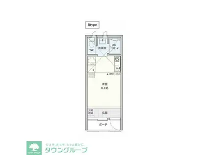 カーサ ヴァリエッタ岸谷(1LDK/1階)の間取り写真