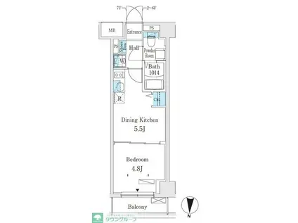 クラリティア板橋本町(1DK/5階)の間取り写真