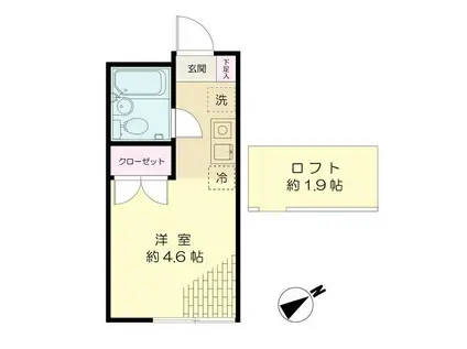 エンゼルハイム(ワンルーム/1階)の間取り写真