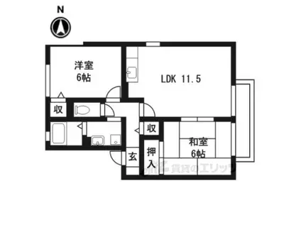 セジュール大安寺Ⅱ(2LDK/2階)の間取り写真