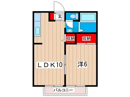 ステラガーデンB(1LDK/2階)の間取り写真