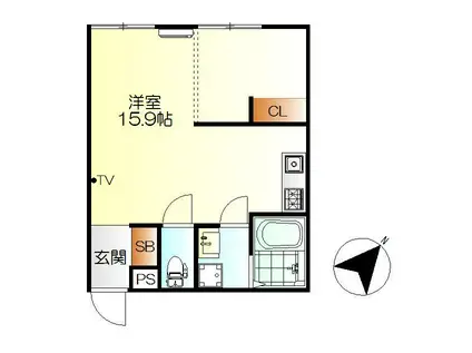 M・テラス広白石(ワンルーム/1階)の間取り写真