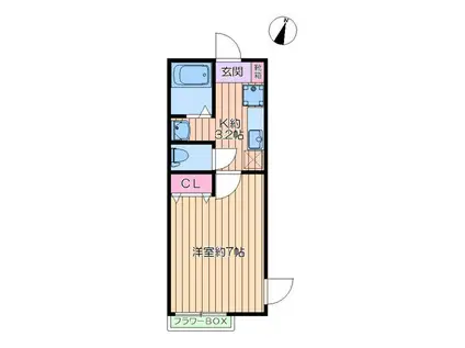 エスペラールIII(1K/1階)の間取り写真