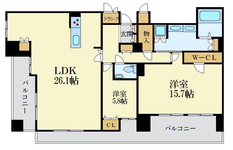 天神プレイスウエスト(2SLDK/17階)の間取り写真