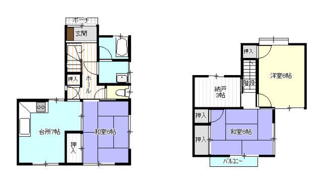 ＪＲ可部線 安芸長束駅 徒歩4分 2階建 築39年(3SDK/1階)の間取り写真