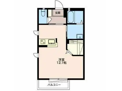 メゾンクリスタルB棟(ワンルーム/2階)の間取り写真