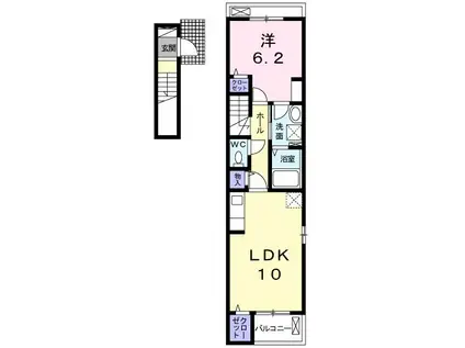 エスポワール(1LDK/2階)の間取り写真