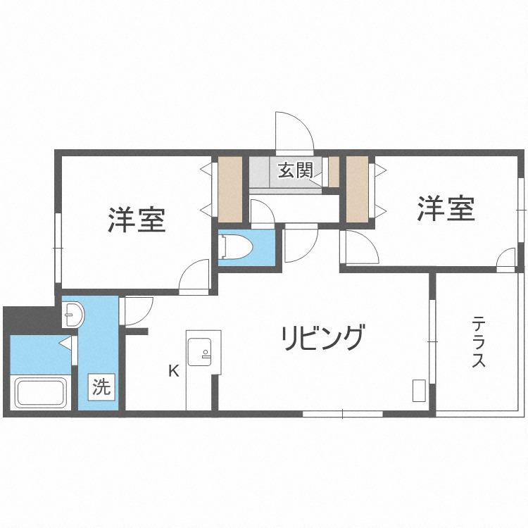 ブランシャール西28丁目(2LDK/1階)の間取り写真