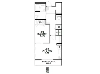 GRAN COURT(1LDK/2階)の間取り写真