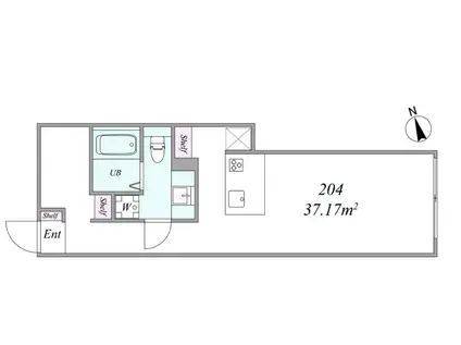 THE TRIAS205(1K/1階)の間取り写真