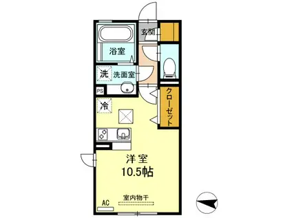 アザック花園(ワンルーム/1階)の間取り写真