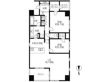 ザ・タワー大阪(1LDK/15階)の間取り写真