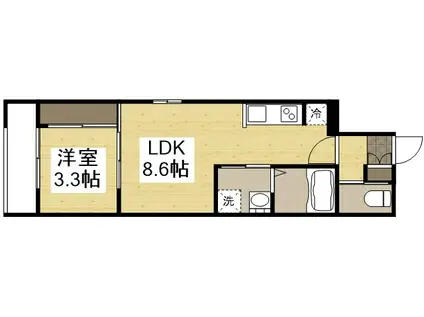 月光呉駅西(1LDK/3階)の間取り写真