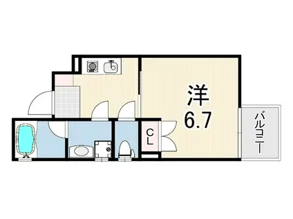 LIBERTY杭瀬(1K/2階)の間取り写真