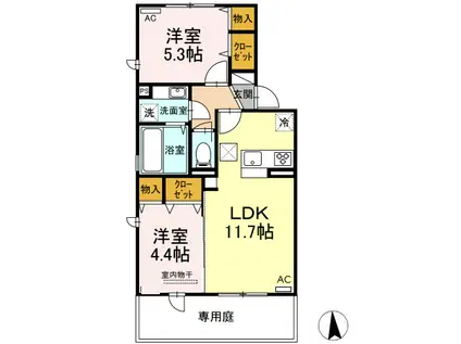 G・プレックス II(2LDK/1階)の間取り写真