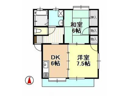 プチソフィアKAMO(2DK/1階)の間取り写真