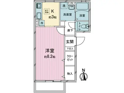 ヒカリピュアー日進(1K/1階)の間取り写真