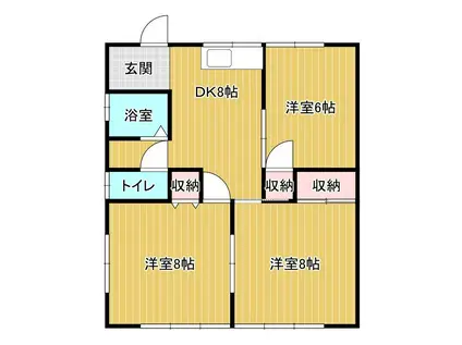 新生ハイツ(3DK/1階)の間取り写真