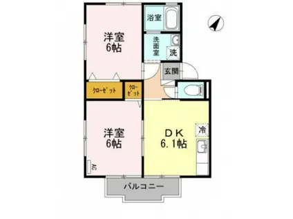 サンパール駅前A(2DK/2階)の間取り写真