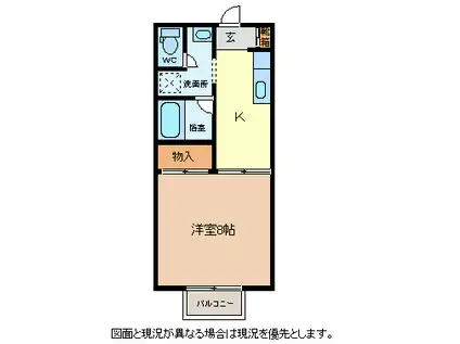 プレジュールコスモスI(1K/2階)の間取り写真