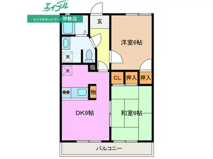 パークハイツ東山(2DK/2階)の間取り写真