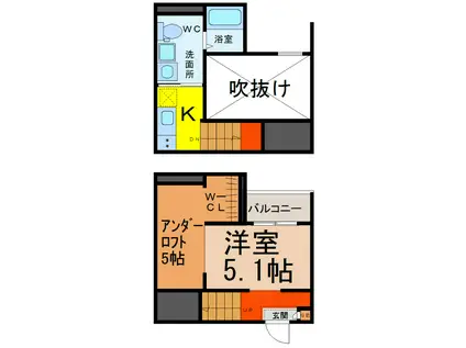 アドラブール新守山(1K/2階)の間取り写真