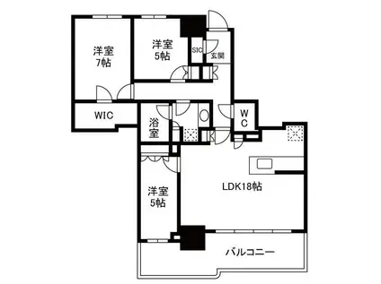 幕張ベイパーク ライズゲートタワー(3LDK/35階)の間取り写真