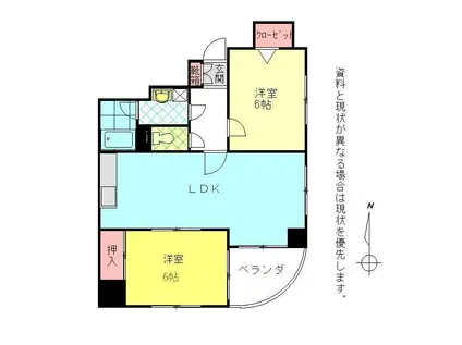 別府ツインタワー B棟(2LDK/10階)の間取り写真
