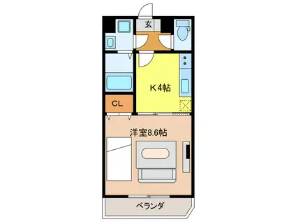 鴨江レジデンス(1K/1階)の間取り写真