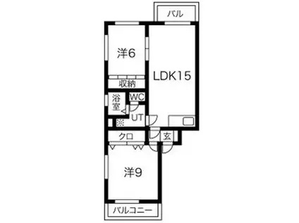 パールハイツトヨダ(2LDK/6階)の間取り写真