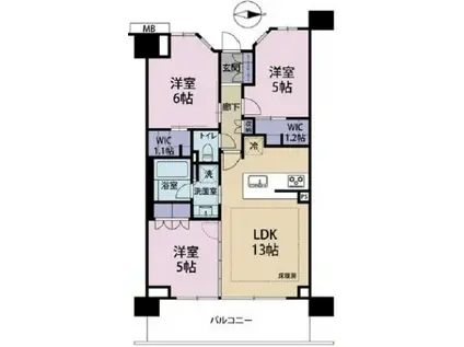 ガーラ・レジデンス川口西青木(3LDK/6階)の間取り写真