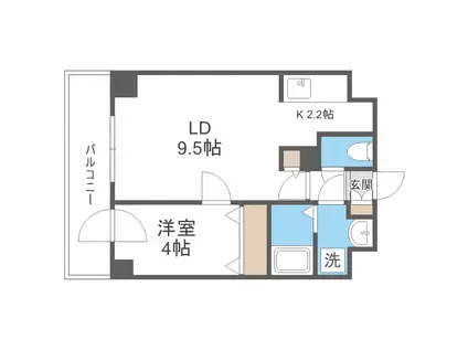 インボイス札幌レジデンス(1LDK/9階)の間取り写真