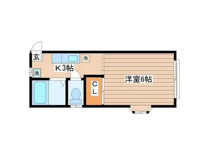 ペレオ河原町(1K/1階)の間取り写真