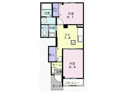 アディYOU(2DK/1階)の間取り写真